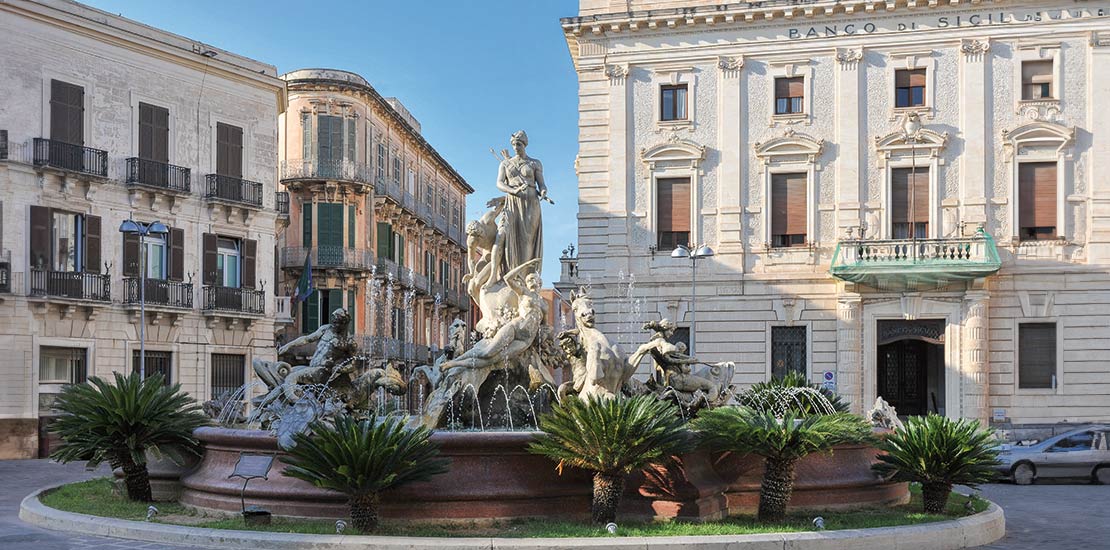 Fountain Of Diana In Syracuse On The Italian Island Of Ortygia